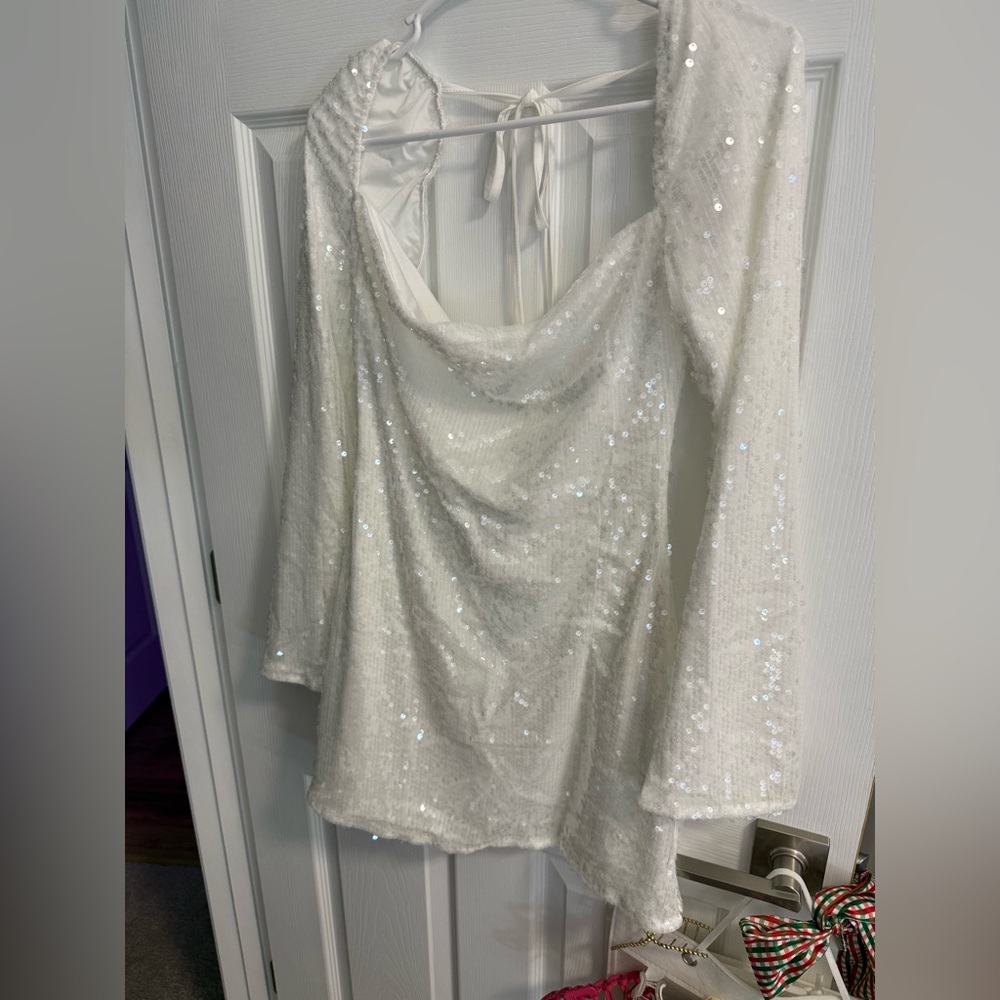 White sequin mini dress
